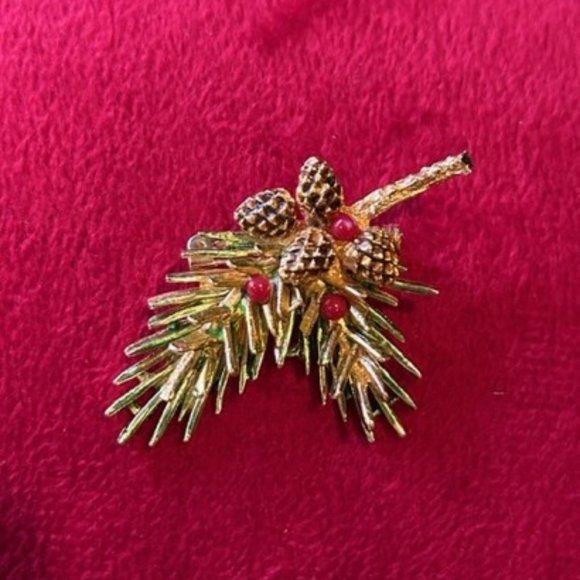 HOLIDAY🎄🎄ART Arthur Pepper Pinecone Berries BROOCH/EARRINGS SET - Picture 4 of 12